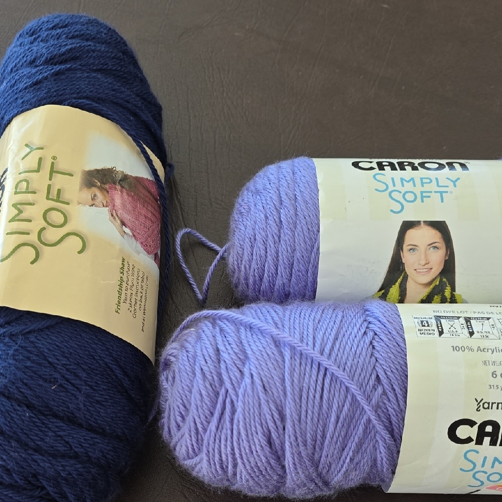 Caron Simply Soft Yarn - Blue and Purple